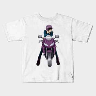 Motorcyclist with motorcycle Kids T-Shirt